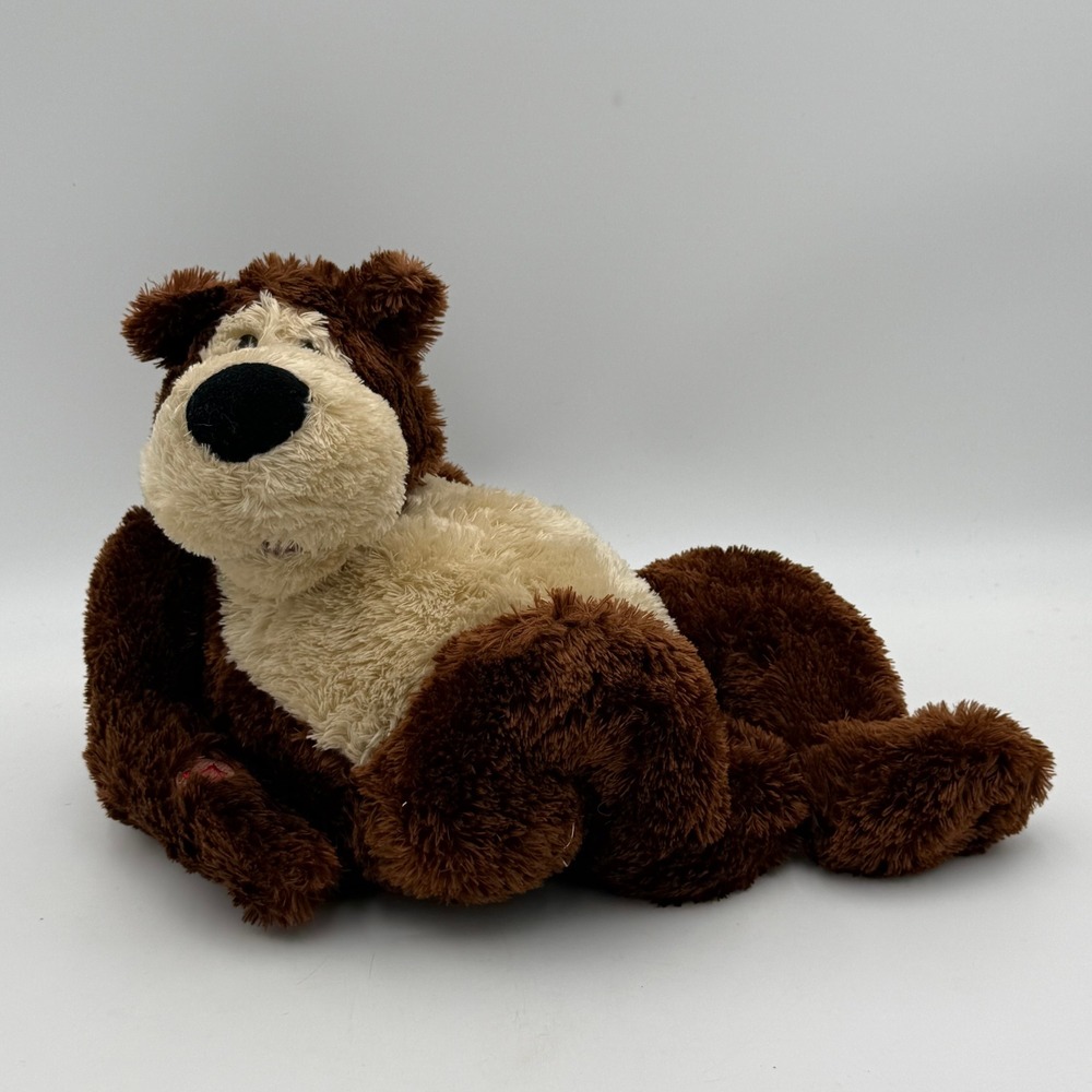 Gund Fun Goober Bear Plush Brown Cream Stuffed Animal Teddy Bear 14298 Slouching